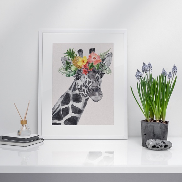 Cute Giraffe Watercolor Wall Art Print Poster Unframed - Picture 6 of 14